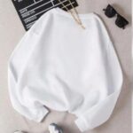 3 İplik Pamuklu Bisikilet Yaka SweatShirt - Beyaz