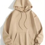 Kadın Kapüşonlu Kanguru Cepli 3 İplik Pamuklu Düz Hoodie Sweatshirt - Bej