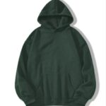 Kapüşonlu Kanguru Cepli 3 İplik Pamuklu Düz Hoodie Sweatshirt - Haki