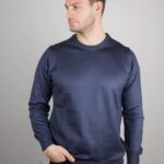 Erkek Bisiklet yaka Kazak Uzun Kol Dokuma Triko - Indigo