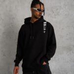3 İplik Pamuklu Kapüşonlu Baskılı Cepli Oversize Sweatshirt Hoodie - Siyah