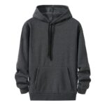 Kadın Kapüşonlu Kanguru Cepli 3 İplik Pamuklu Oversize Hoodie Sweatshirt - Füme