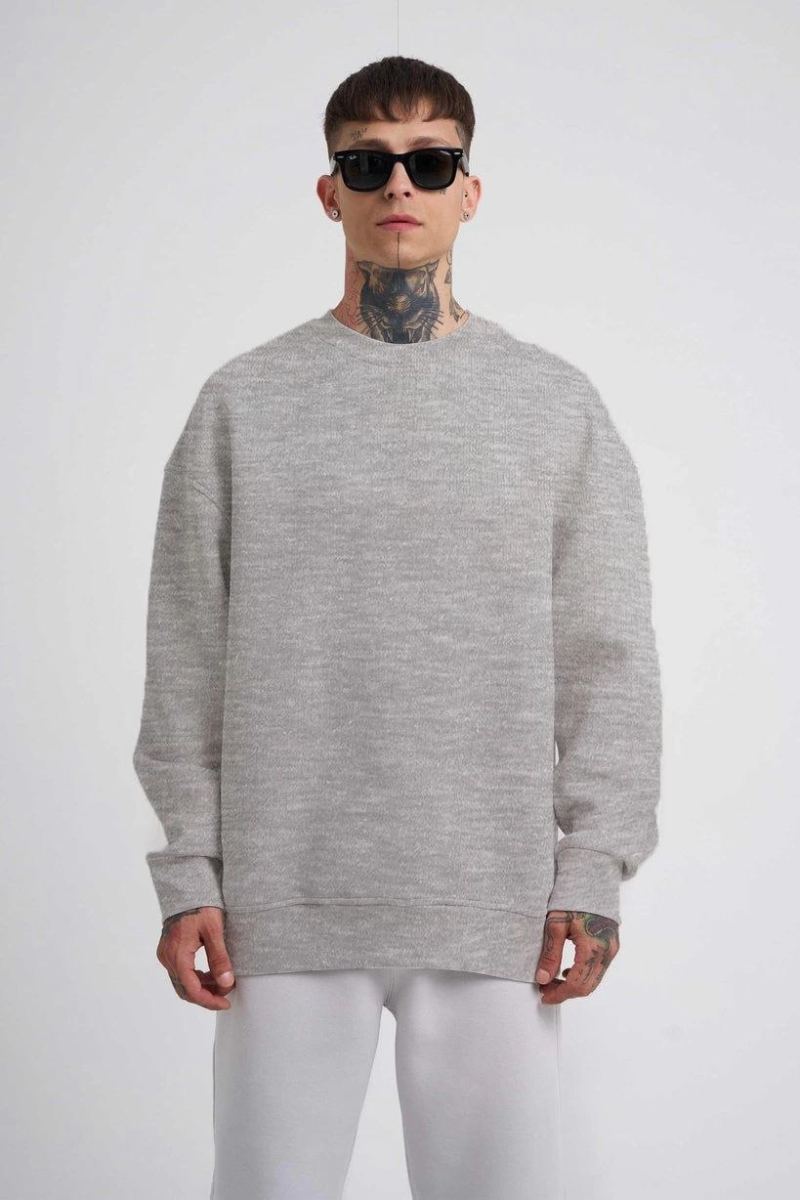 vlmrtr-6562_unisex-biskilet-yaka-uc-iplik-sweatshirt-gri-93024198-sw819sh1228-1tpd50d2.jpg ERKEK Bisikilet Yaka 3 İplik Pamuklu SweatShirt - Gri - Görsel 1