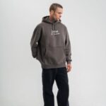 Erkek 3 İplik Kapüşonlu Hoodie Dijital Patchli SweatShirt - Füme