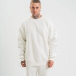 Erkek Uzun Kol Bisiklet Yaka 3 iplik Pamuklu Kışlık SweatShirt  - Beyaz