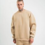 Bisiklet Yaka 3 iplik Pamuklu Kışlık SweatShirt - Bej
