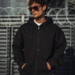 Erkek Tam Fermuarlı Cepli Kapüşonlu 3 iplik pamuklu hoodie Sweatshirt - Siyah
