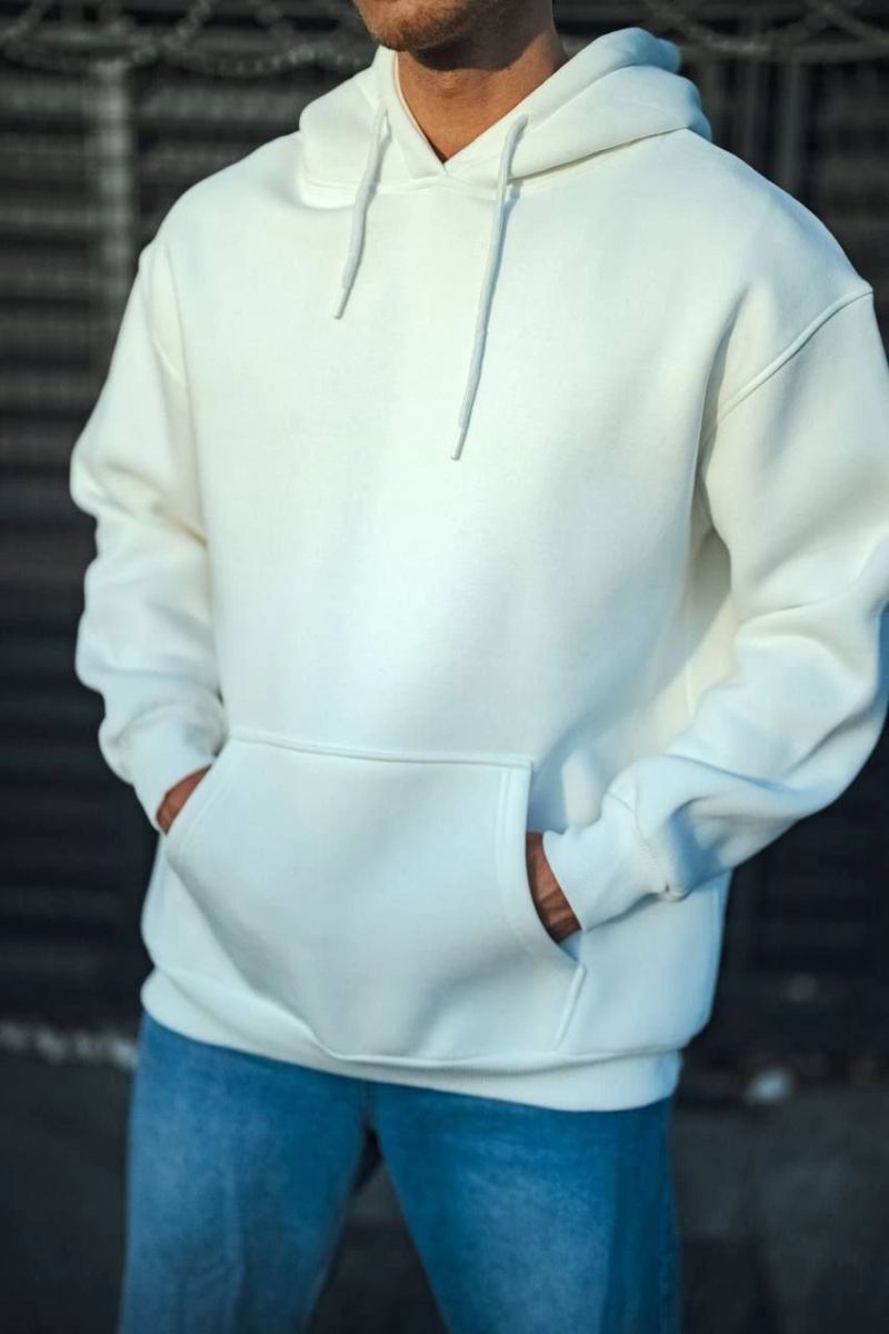 vlmrtr-6855_uc-iplik-penye-kapsonlu-basic-sweatshirt-beyaz-53384477-sw853sh1280-3dvtb1zn.jpg Erkek 3 İplik Pamuklu Kapüşonlu Basic SweatShirt Hoodie - Beyaz - Görsel 1