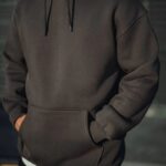 Erkek 3 İplik Pamuklu Kapüşonlu Basic SweatShirt Hoodie - Füme
