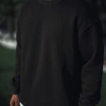 Erkek pamuklu Bisiklet Yaka 3 İplik Basic SweatShirt - Siyah