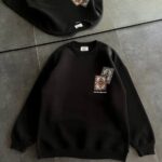 Kadın Bisiklet Yaka Kilim Halı Baskılı 3 İplik Pamuklu Sweatshirt - Siyah