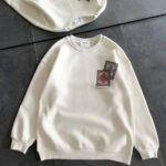 Bisiklet Yaka Kilim Halı Baskılı 3 İplik Pamuklu Sweatshirt - Beyaz