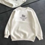 3 İplik Pamuklu Bisiklet Yaka Baskılı SweatShirt - Beyaz