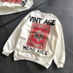 Bisiklet Yaka 3 İplik Baskılı Oversize SweatShirt - Beyaz
