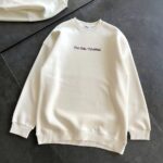 3 İplik Pamuklu Bisiklet Yaka Baskılı SweatShirt - Beyaz