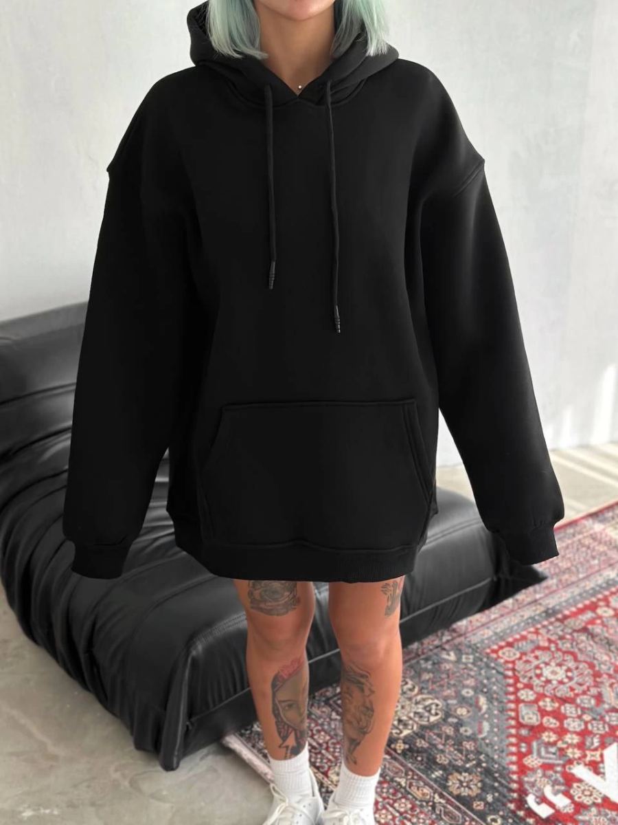 vlmrtr-6949_kapsonlu-uc-iplik-penye-basic-sweatshirt-siyah-65579267-sw960sh1280-1qk8h3vv.jpg Kadın Kapüşonlu Kanguru Cepli 3 İplik Pamuklu Oversize Hoodie Sweatshirt - Siyah - Görsel 1