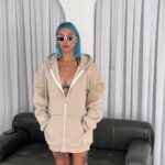 3 İplik Pamuklu Kapüşonlu Kanguru Cepli Baskılı Oversize Hoodie Sweatshirt - Bej