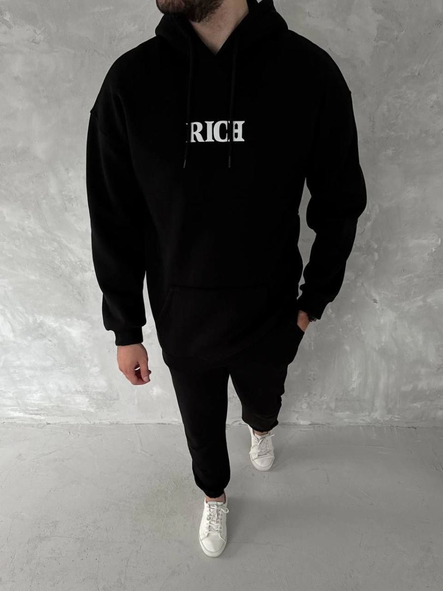 vlmrtr-6965_uzun-kol-kapsonlu-gogus-baskili-sweatshirt-siyah-96628183-sw960sh1280-was0ib7s.jpg Erkek Kapüşonlu Kanguru Cepli Sweatshirt 3 İplik Pamuklu Baskılı Hoodie - Siyah - Görsel 1