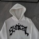 Kadın Kapüşonlu Kanguru Cepli Sweatshirt 3 İplik Pamuklu Baskılı Hoodie -  Beyaz
