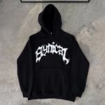 Kapüşonlu Kanguru Cepli Sweatshirt 3 İplik Pamuklu Baskılı Hoodie - Siyah