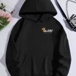 Oversize Kapüşonlu Kanguru Cepli Baskılı 3 İplik Pamuklu Sweatshirt Hoodie - Siyah