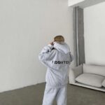 Nakış İşlemeli 3 İplik Pamuklu Sweat Alt-Üst Takım- Gri