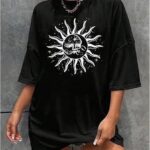 Baskılı T-Shirt Bisiklet Yaka T-Shirt - Siyah