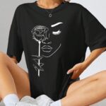 T-Shirt Baskılı Oversize T-shirt - Siyah
