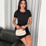 Bisiklet Yaka Likralı Elbise - Siyah