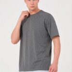 Erkek Düz Bisiklet Yaka Tişört Kısa Kol Yazlık T-Shirt - Antrasit
