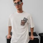 Erkek Yazlık Bisiklet Yaka Baskılı Regular Fit Tişört Kısa Kol T-Shirt - Beyaz