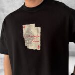ERKEK Tişört Kısa Kol Ön ve Arka Baskılı Oversize Bisiklet Yaka T-shirt - Siyah