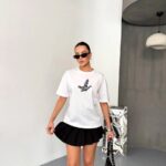KADIN Baskılı T-Shirt Kısa Kol Bisiklet Yaka Regular Fit Yazlık Tişört - Beyaz