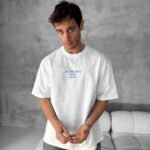Erkek Ön ve Arka Baskılı T-Shirt Kısa Kol Bisiklet Yaka Regular Fit Tişört - Beyaz