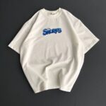 Erkek Ön ve Arka Baskılı T-Shirt Kısa Kol Bisiklet Yaka Regular Fit Tişört -  Beyaz