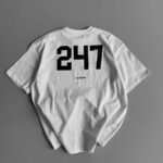 Ön ve Arka Baskılı T-Shirt Bisiklet Yaka T-Shirt - Beyaz