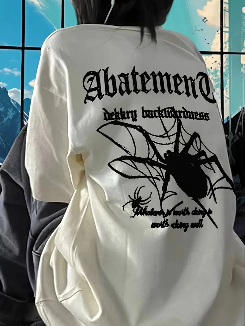 vlmrtr-8108_baskili-oversize-bisiklet-yaka-t-shirt-beyaz-31331183-sw800sh1067-2obol9wp.jpg T-Shirt Örümcek Baskılı Bisiklet Yaka T-shirt - Beyaz - Görsel 1