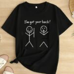 T-Shirt "I've Got Your Back" Basklı T-Shirt - Siyah