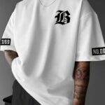 LB Baskılı T-Shirt Bisiklet Yaka T-shirt - Beyaz