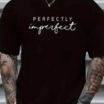 Erkek PERFECTLY Baskılı Tişört Bisiklet yaka yazlık Kısa Kol t-shirt - Siyah