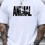 ANIMAL Baskılı T-Shirt Bisiklet Yaka T-shirt - Beyaz