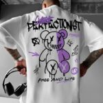 Erkek Tişört Baskılı Bisiklet Yaka Kısa kol t-shirt - Beyaz