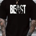 Baskılı T-Shirt Bisiklet Yaka Oversize T-Shirt - Siyah