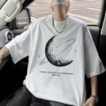Baskılı T-Shirt Bisiklet Yaka Oversize T-Shirt - Beyaz