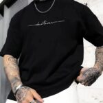 Baskılı T-Shirt Bisiklet Yaka T-Shirt - Siyah