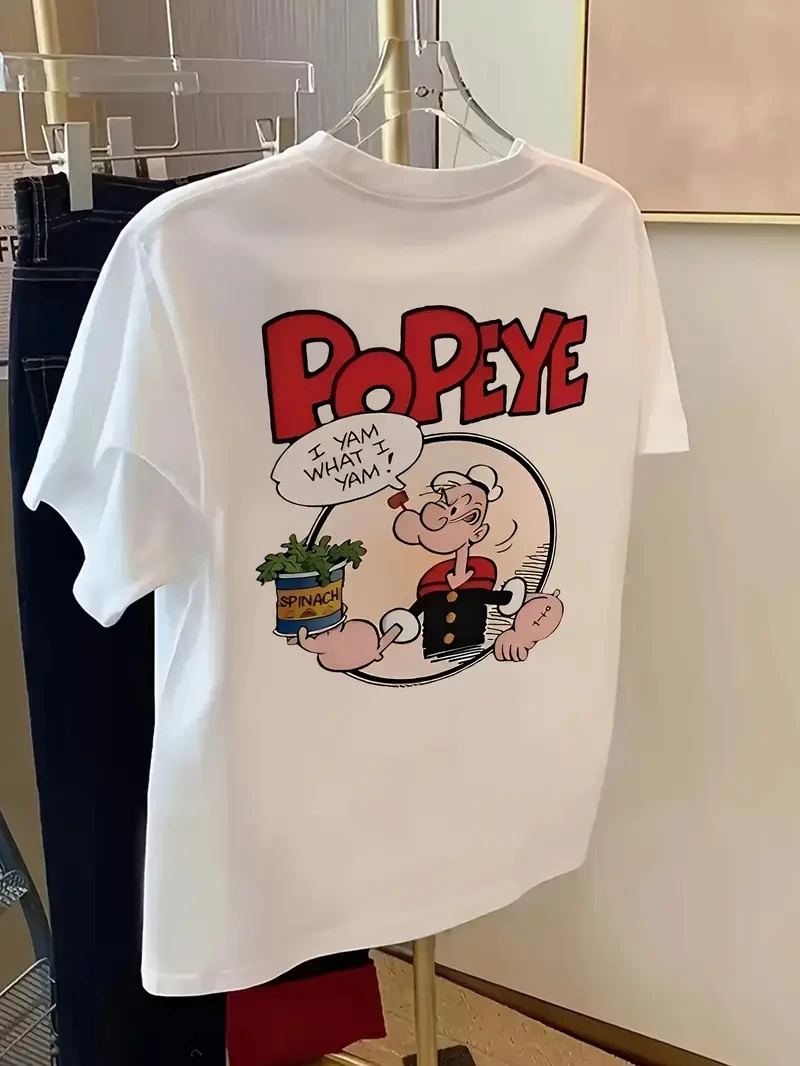 vlmrtr-8180_baskili-oversize-bisiklet-yaka-t-shirt-beyaz-43956880-sw800sh1066-2y8cf30a.jpg Erkek T-Shirt Oversize Kısa kol Tişört Popeye Baskılı - Beyaz - Görsel 1