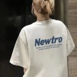 Kadın Tişört Newtro Baskılı Oversize Bisiklet Yaka T-shirt - Beyaz