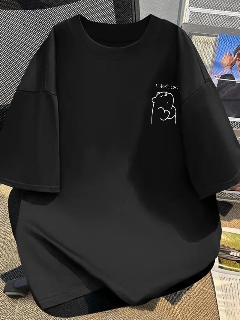 vlmrtr-8189_baskili-oversize-bisiklet-yaka-t-shirt-siyah-97595873-sw800sh1066-8ca15i0f.jpg Kadın Tişört Bisiklet yaka kısa kol Eğlenceli Karikatür T-shirt - Siyah - Görsel 1