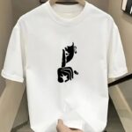 Kadın T-Shirt Bisiklet Yaka Kısa kol Baskılı tişört - Beyaz