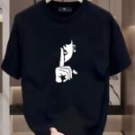 T-Shirt Bisiklet Yaka Baskılı T-Shirt - Siyah